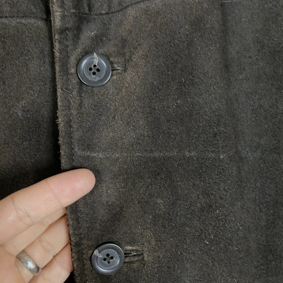 Vintage J.CREW Suede Leather Jacket Mens Small Wool Quilted Lined Overcoat Barn - Picture 2 of 13